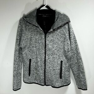 Calvin Klein Performance Black and White Knit Double Zip Fleece Jacket size L